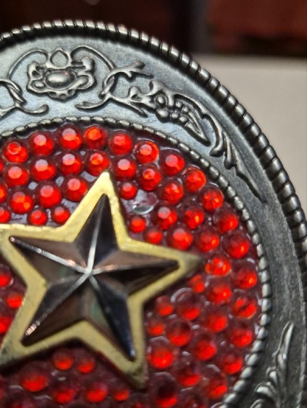 Western Star Belt Buckles - Red & Silver Rhinestone Accents Lot of 2 - Picture 4 of 5